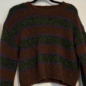 Spray Premium Striped Brown and Gray Sweater from Japan